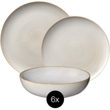 VEYUNA Dinnerware Set 18-Piece – Sand Ceramic Plates & Bowls for Dining