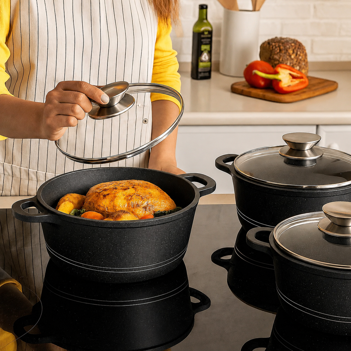VEYUNA Granite Cookware Set – Nonstick Pots for Homemade Food Prep