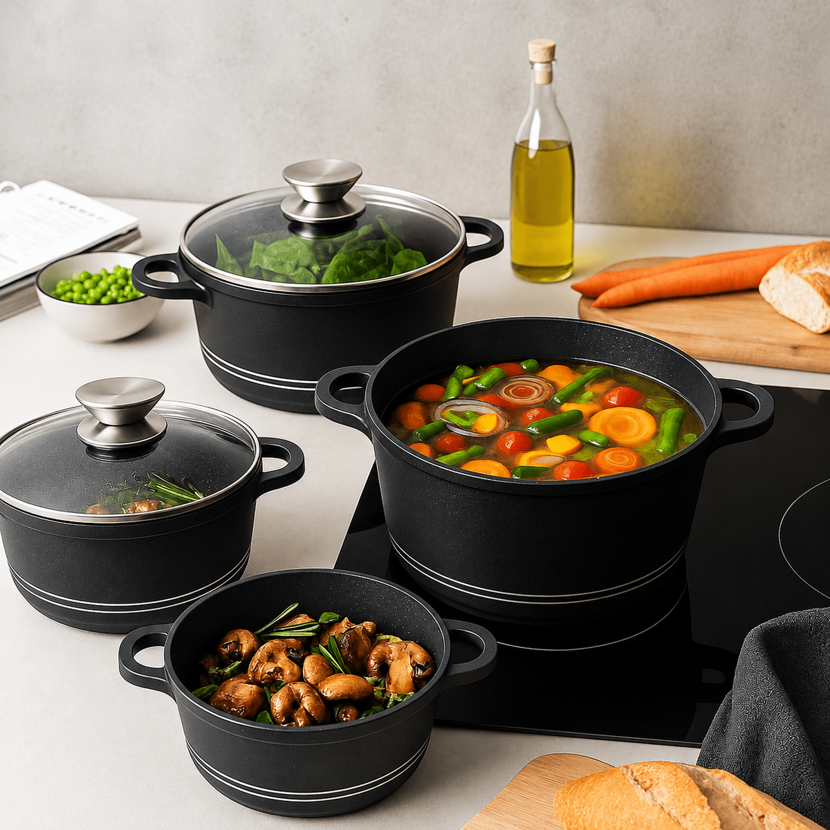 VEYUNA Granite Cookware Set – Nonstick Pots for Homemade Food Prep