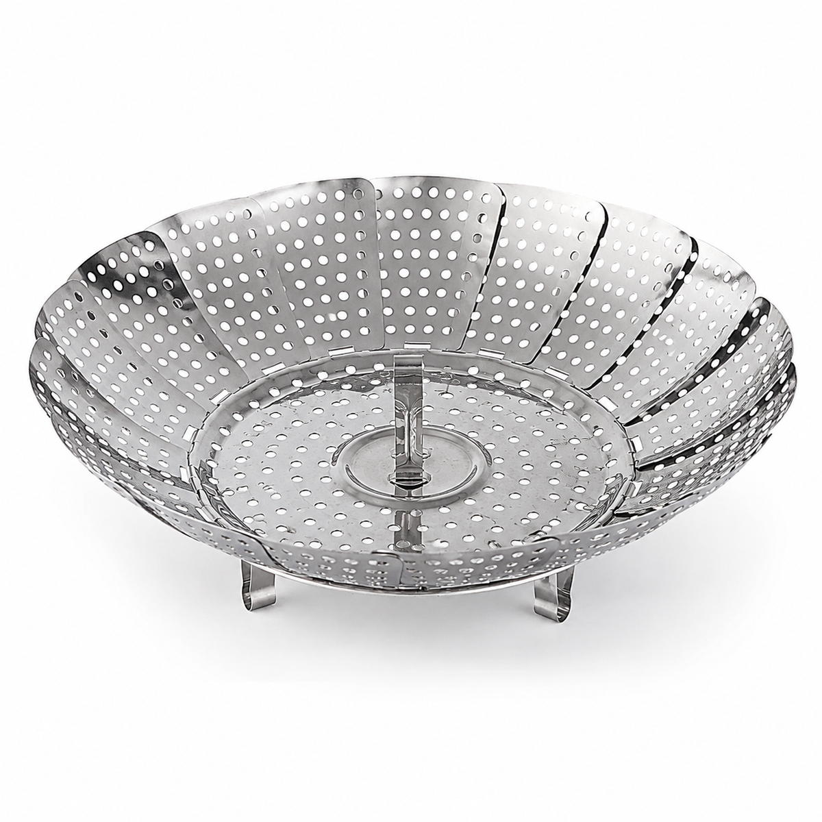 VEYUNA Stainless Steel Food Steamer Basket Expandable Folding Insert with Feet for Pots