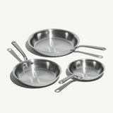 VEYUNA Stainless Steel Frying Pan Set – 3-Piece Tri-Ply Skillets, Induction Ready, Home