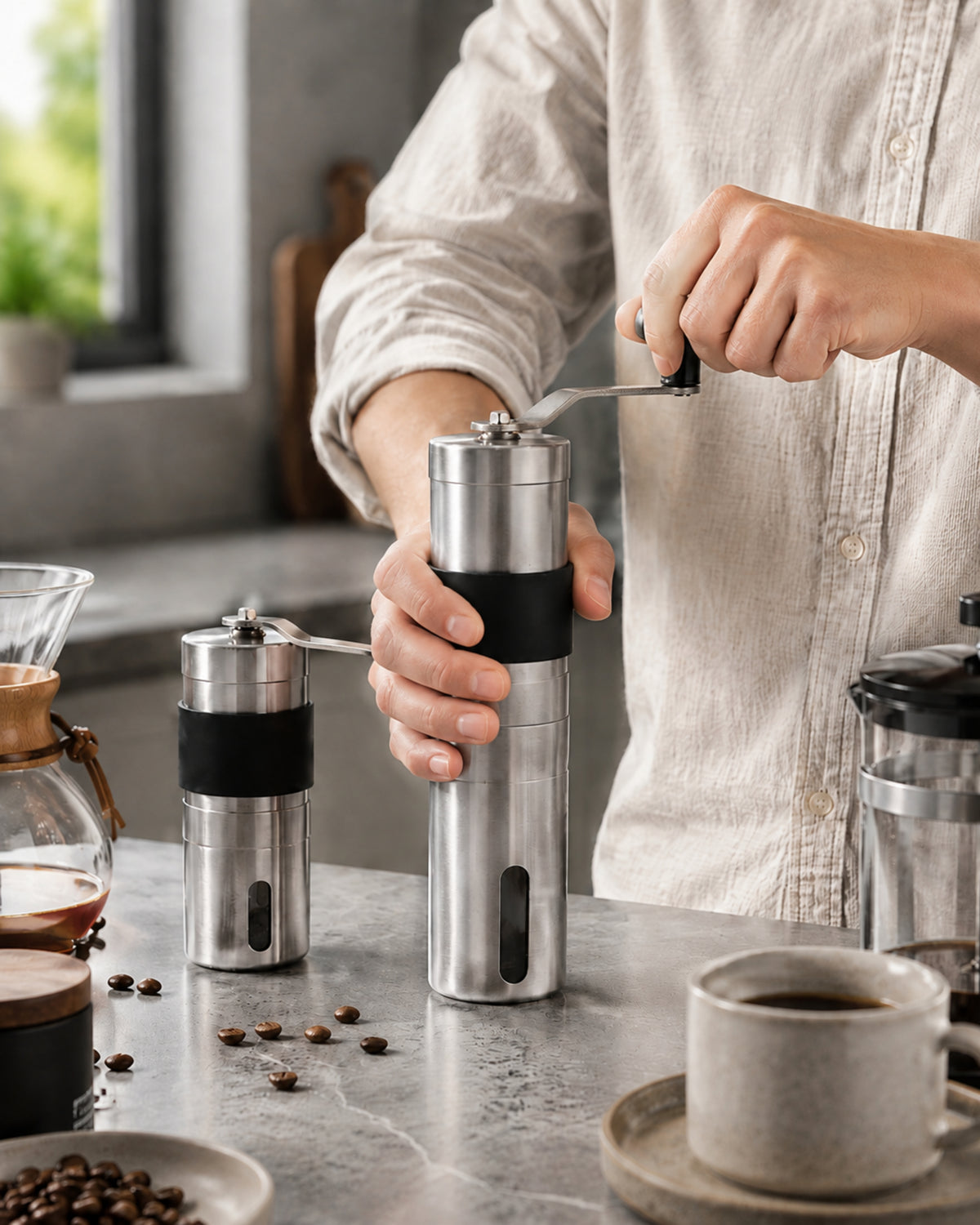 VEYUNA Treat Grinder, Manual Stainless Steel Hand Mill for Food & Supplement Prep