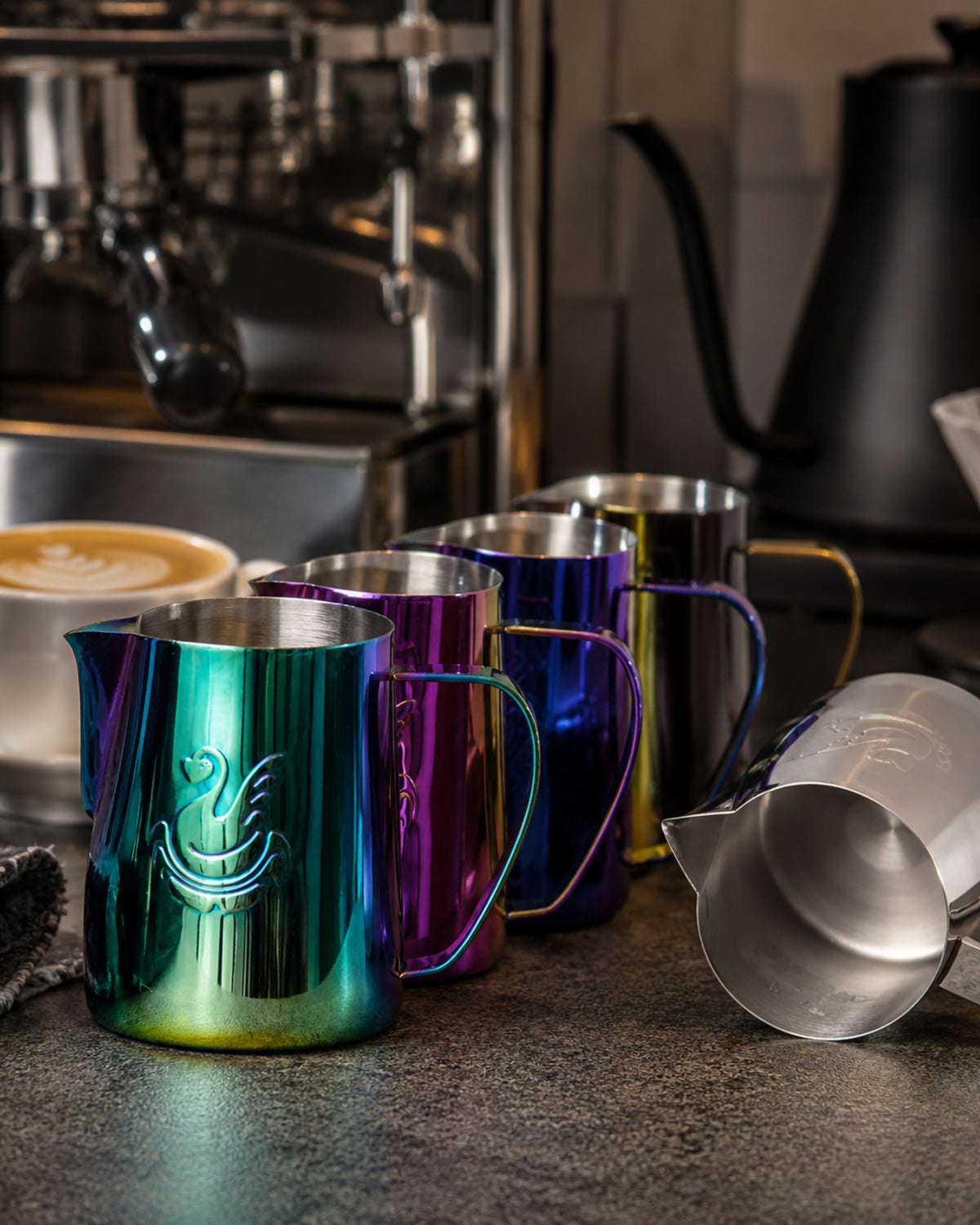 VEYUNA Milk Frothing Pitcher, Stainless Steel Swan Spout Jug for Home Cafés