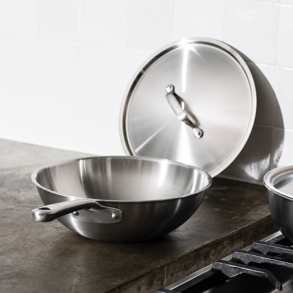 VEYUNA Stainless Steel Wok – 24cm Induction-Ready Cooking Pan