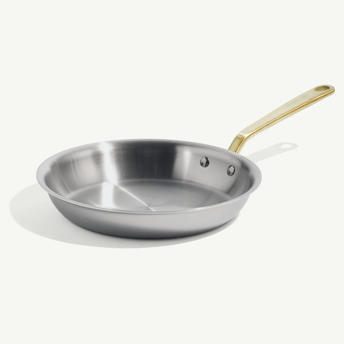 VEYUNA Stainless Steel Frying Pan Set – 3-Piece Tri-Ply Skillets, Antique Brass Handles, Home