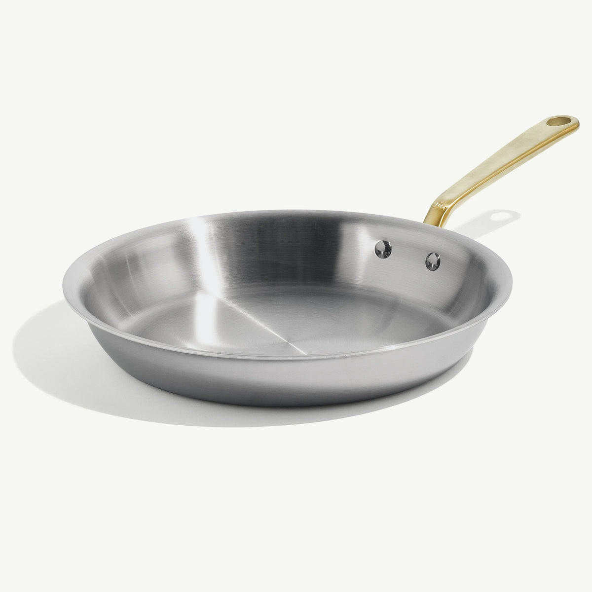 VEYUNA Stainless Steel Frying Pan Set – 3-Piece Tri-Ply Skillets, Antique Brass Handles, Home