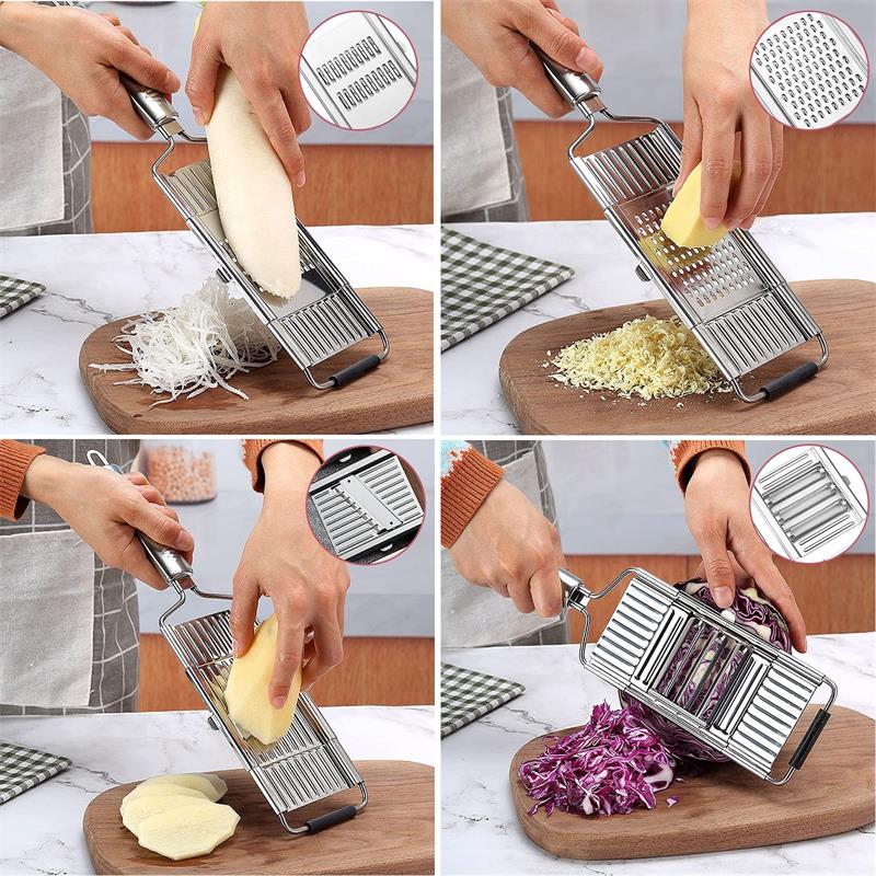 VEYUNA Vegetable Slicer – 3-Blade Stainless Steel Food Prep Mandoline