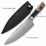 VEYUNA 8" Chef Knife, Ravenstone Edition, Valhalla Series, Leather Sheath Included