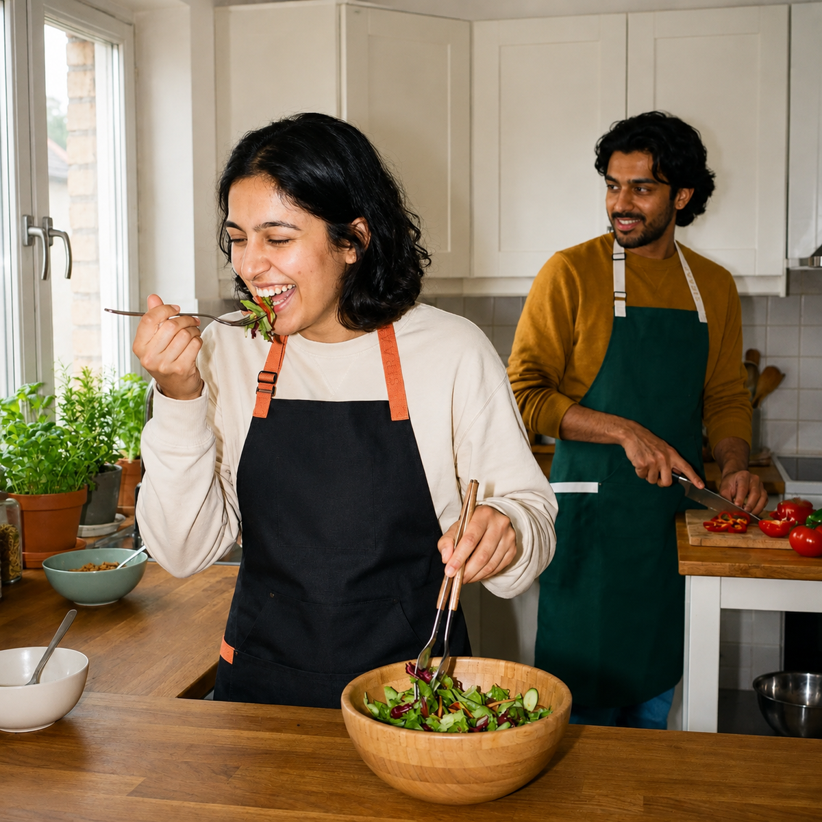 VEYUNA Meal Prep Apron – Ember Black, Adjustable Straps & Utility Pockets