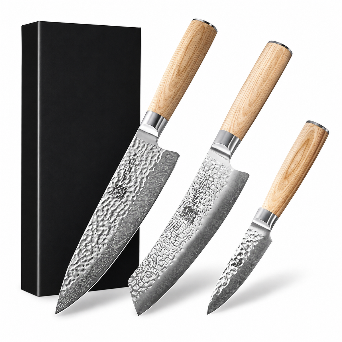 VEYUNA Knife Set 3-Piece – 67-Layer Damascus Steel for Fresh Food Prep