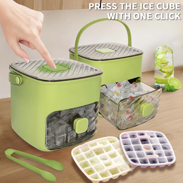 VEYUNA Ice Cube Tray Set – 48-Cube Ice Maker with Storage Box for Water & Treats