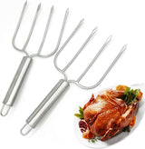 VEYUNA Turkey Lifter Forks, 2-Pack Stainless Steel Roast Carving Tools for Meal Prep