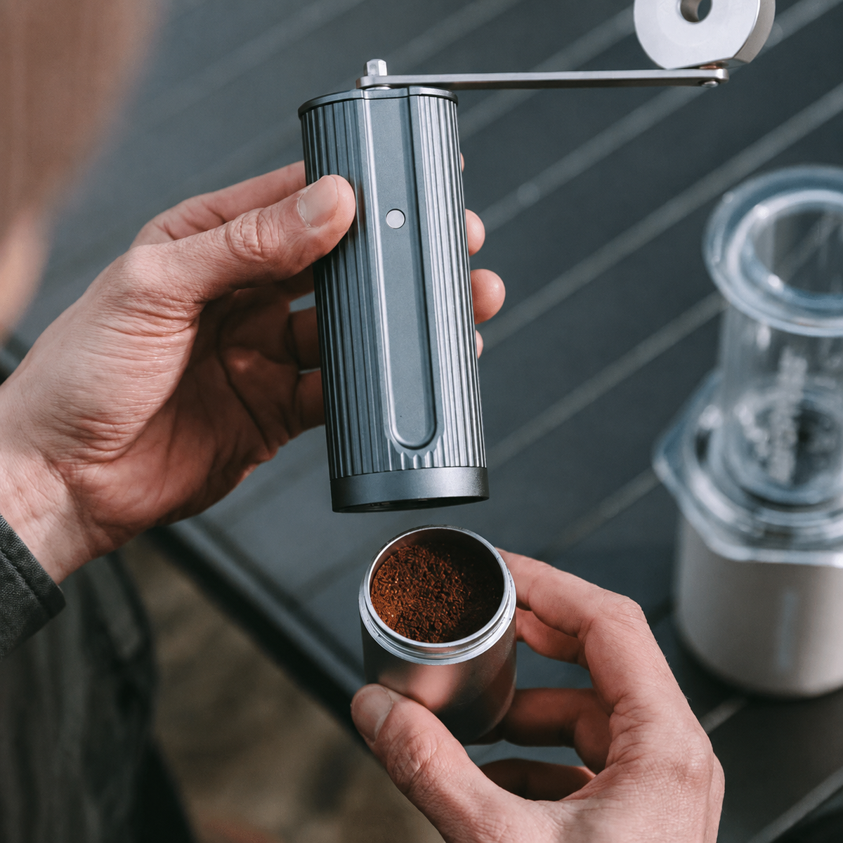 VEYUNA Manual Coffee Grinder – Stainless Steel Burr, Portable Hand Grinder, Home