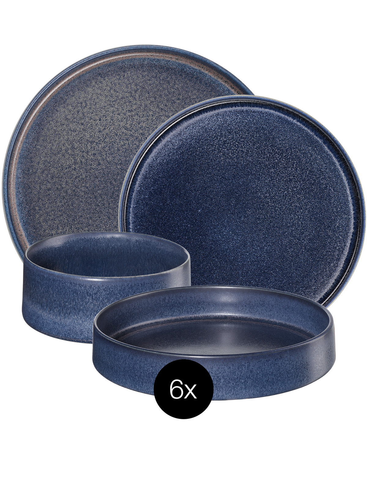 VEYUNA Dinnerware Set 24-Piece – Blue Ceramic Plates & Bowls for Dining
