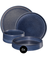 VEYUNA Dinnerware Set 24-Piece – Blue Ceramic Plates & Bowls for Dining