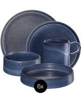 VEYUNA Dinnerware Set 30-Piece – Blue Ceramic Plates, Bowls & Mugs for Dining