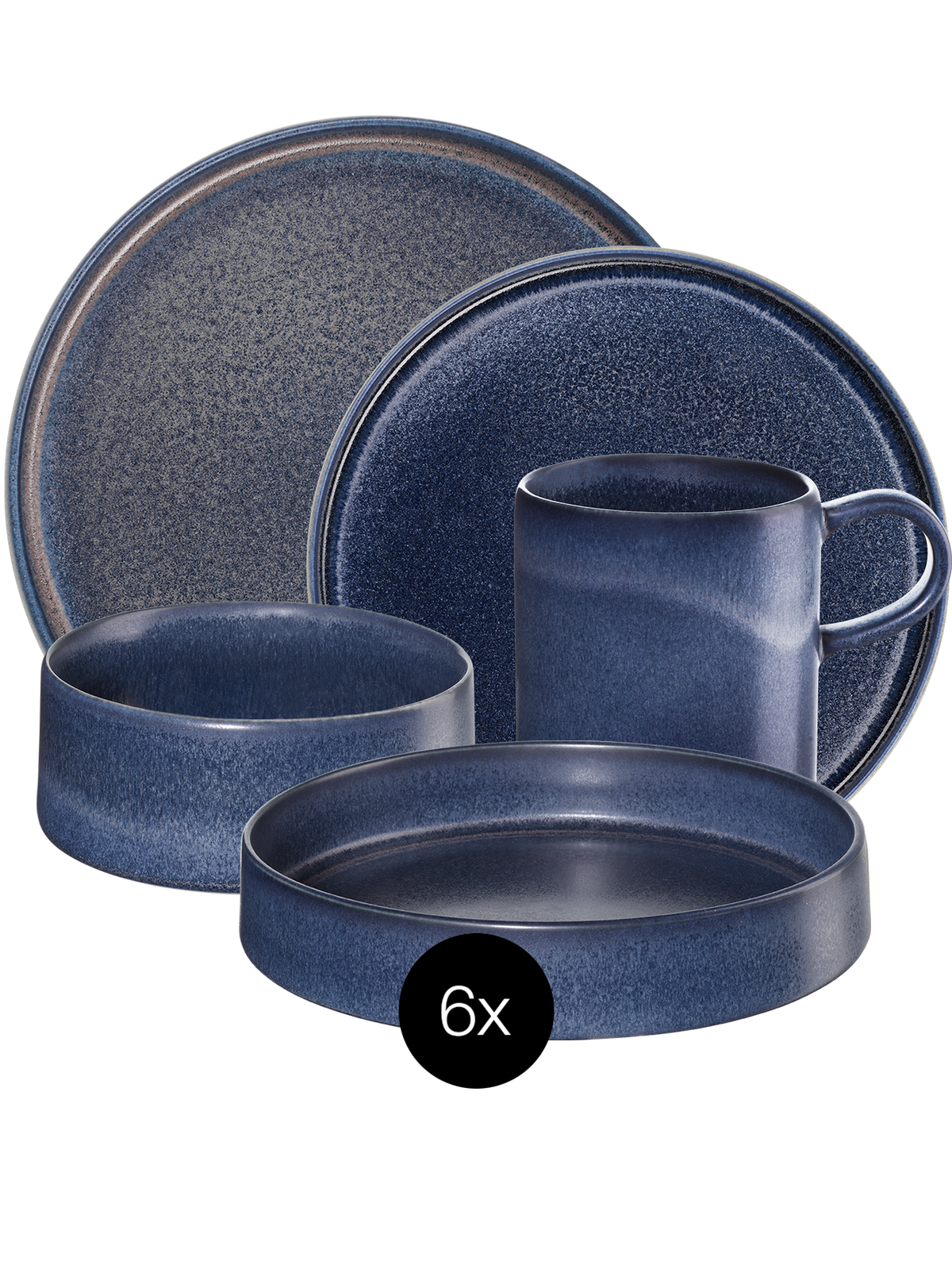 VEYUNA Dinnerware Set 30-Piece – Blue Ceramic Plates, Bowls & Mugs for Dining