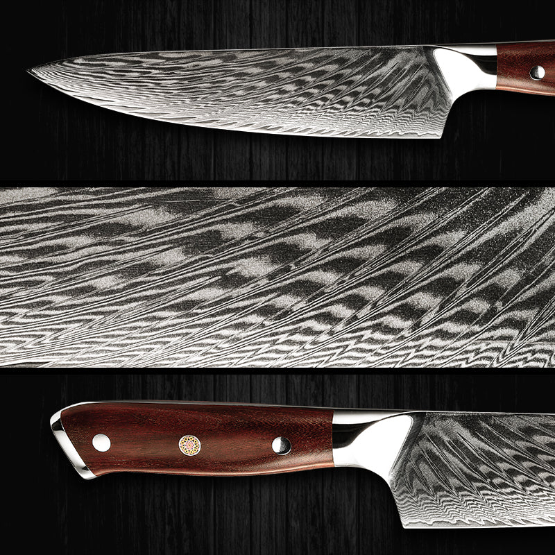 VEYUNA Damascus Knife Set – 4-Piece High-Carbon Steel Food Prep Knives