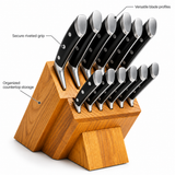VEYUNA 12-Piece Knife Block Set, Full Tang Triple-Riveted Knives with Wood Block