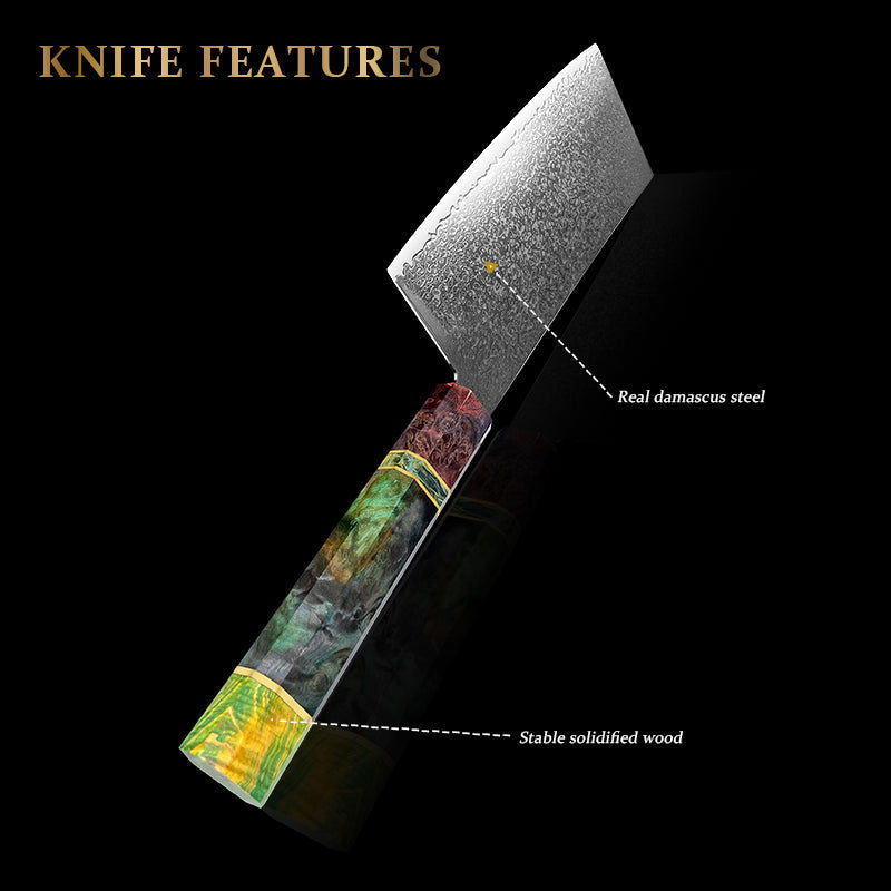 VEYUNA Cleaver Knife – 6.5-Inch Damascus Steel Food Prep Blade