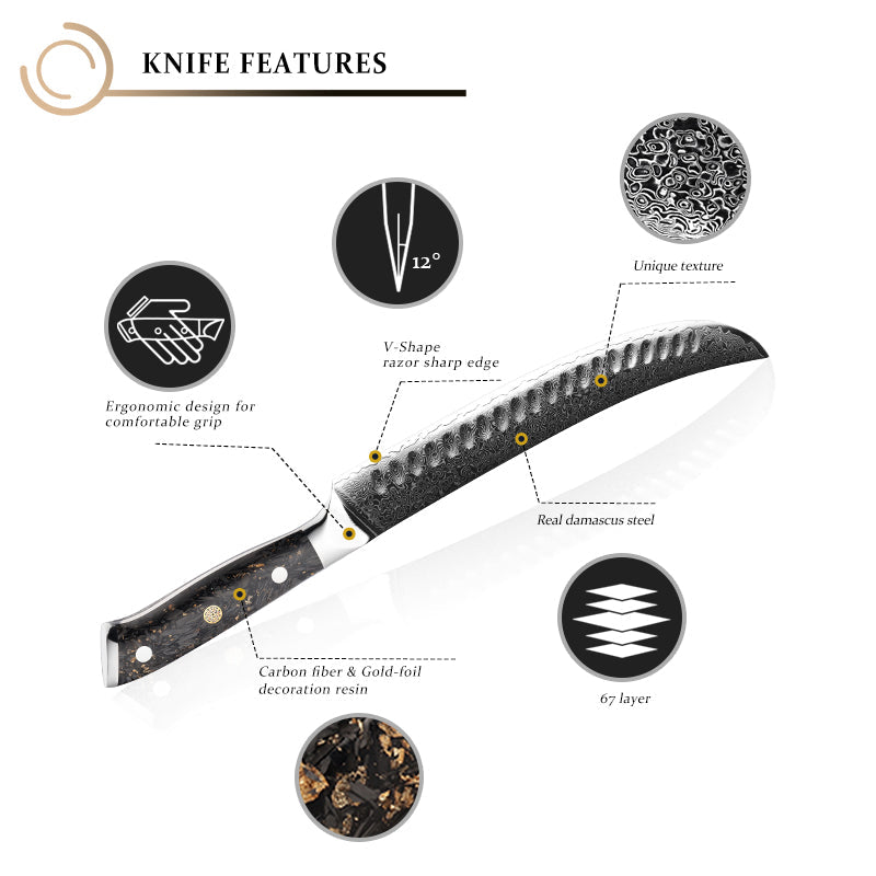 VEYUNA Damascus Knife Set – 11-Piece High-Carbon Steel Food Prep Knives & Gift Set