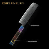 VEYUNA Nakiri Knife – 7-Inch Damascus Steel Food Prep Knife for Vegetables