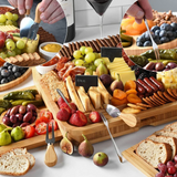 VEYUNA Bamboo Treat Board Set – Serving Tray with Bowls, Knives & Utensils