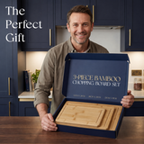 VEYUNA 3-Piece Bamboo Cutting Board Set, Grooved Food Prep Boards with Handles