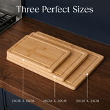 VEYUNA 3-Piece Bamboo Cutting Board Set, Grooved Food Prep Boards with Handles
