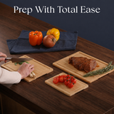 VEYUNA 3-Piece Bamboo Cutting Board Set, Grooved Food Prep Boards with Handles