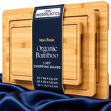 VEYUNA 3-Piece Bamboo Cutting Board Set, Grooved Food Prep Boards with Handles