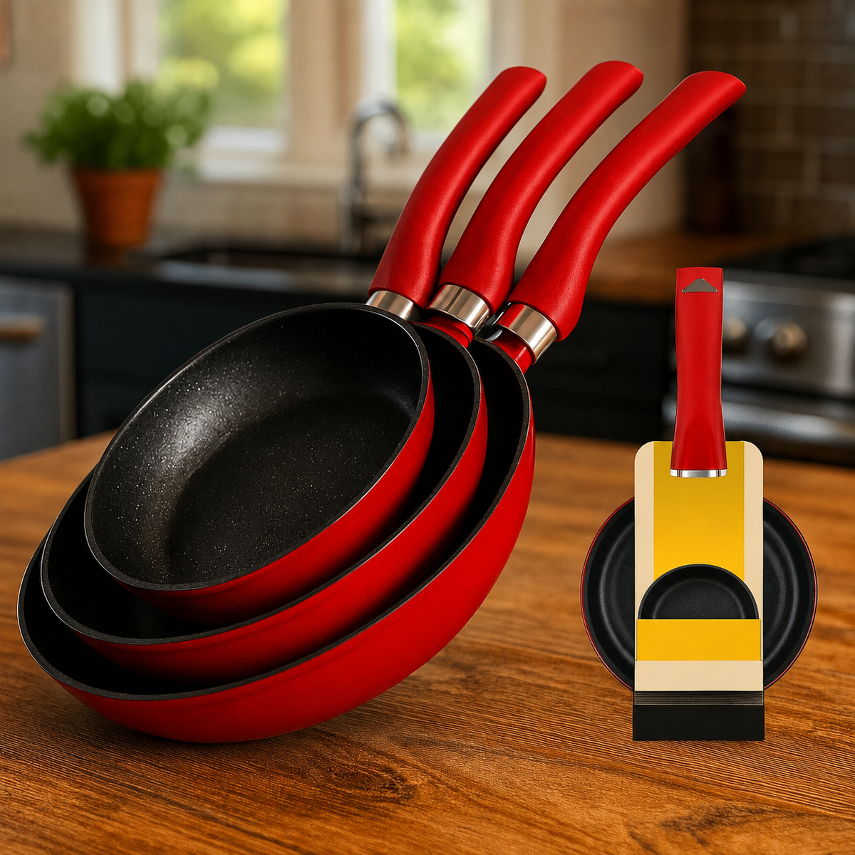 VEYUNA Marble Frying Pan Set 3-Piece – Nonstick Cookware for Healthy Food Prep
