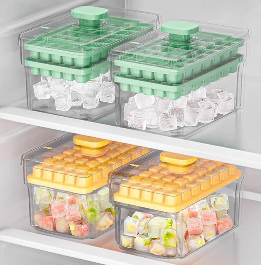 VEYUNA Treat Ice Cube Tray, Double Layer Mold with Freezer Storage Box & Lid