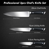 VEYUNA 3-Piece Knife Set – German Stainless Steel Food Prep Knives