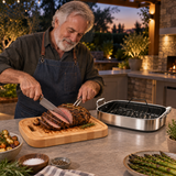VEYUNA Hybrid Roasting Pan & Cutting Board Set with Rack, Carving Board and Handles