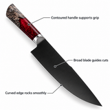VEYUNA 8-Inch Chef Knife Carbon-Coated Blade Full Tang with Ergonomic Handle