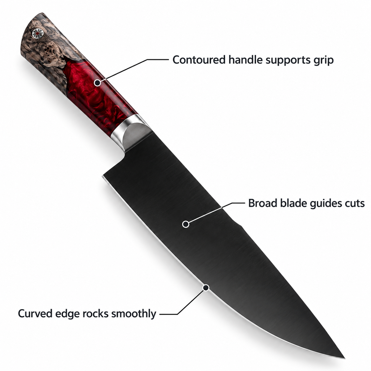 VEYUNA 8-Inch Chef Knife Carbon-Coated Blade Full Tang with Ergonomic Handle