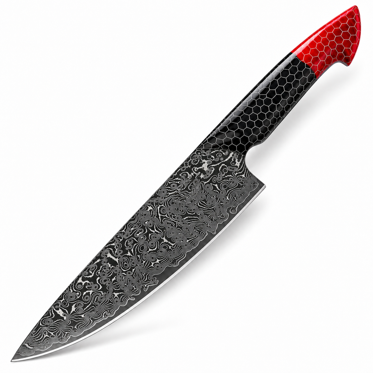 VEYUNA 8-Inch Chef Knife Damascus-Style Blade with Corrosion-Resistant Finish and Resin Handle