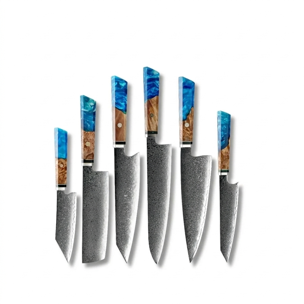 VEYUNA Knife Set – 6-Piece Damascus Steel Food Prep Knives for Meat & Vegetables