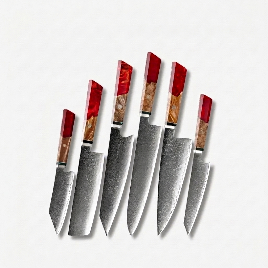 VEYUNA Knife Set – 6-Piece Damascus Steel Food Prep Knives for Meat & Vegetables