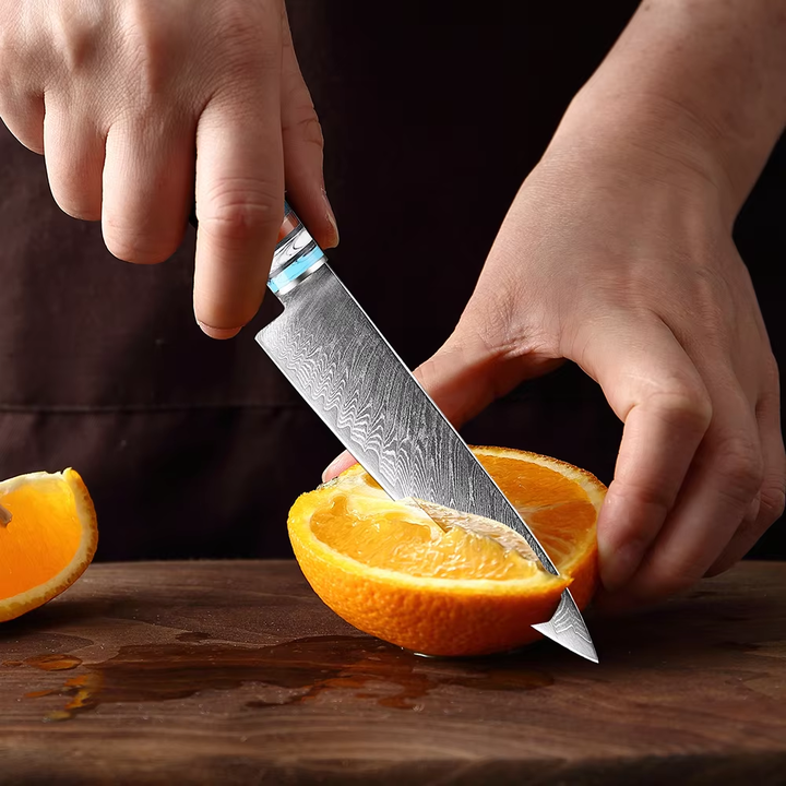 VEYUNA Utility Knife – 5-Inch Damascus Steel Food Prep Knife for Meat & Vegetables