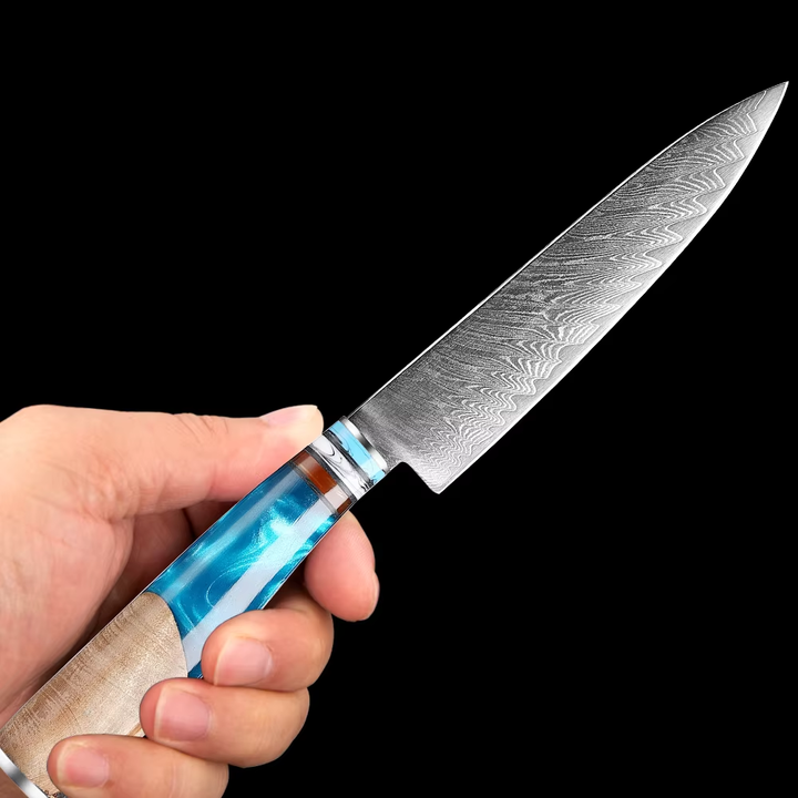 VEYUNA Utility Knife – 5-Inch Damascus Steel Food Prep Knife for Meat & Vegetables