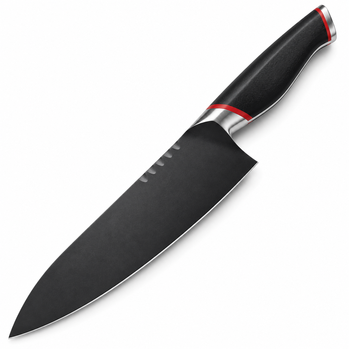 VEYUNA 8-Inch Chef Knife Black Blade with Dragon Design and Ergonomic Handle