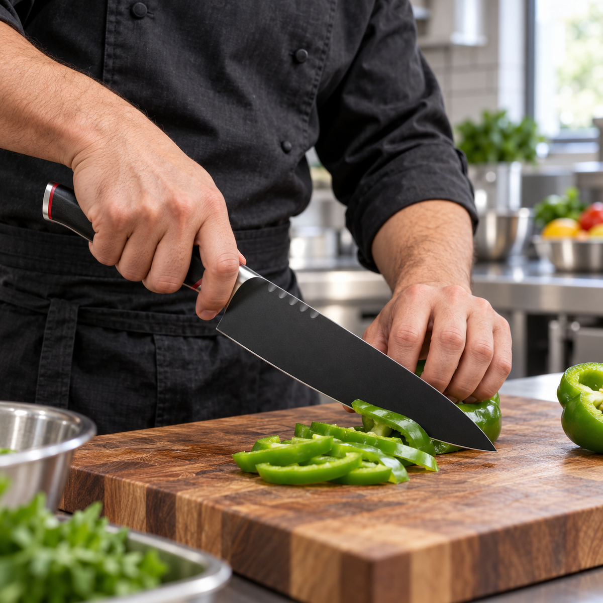 VEYUNA 8-Inch Chef Knife Black Blade with Dragon Design and Ergonomic Handle