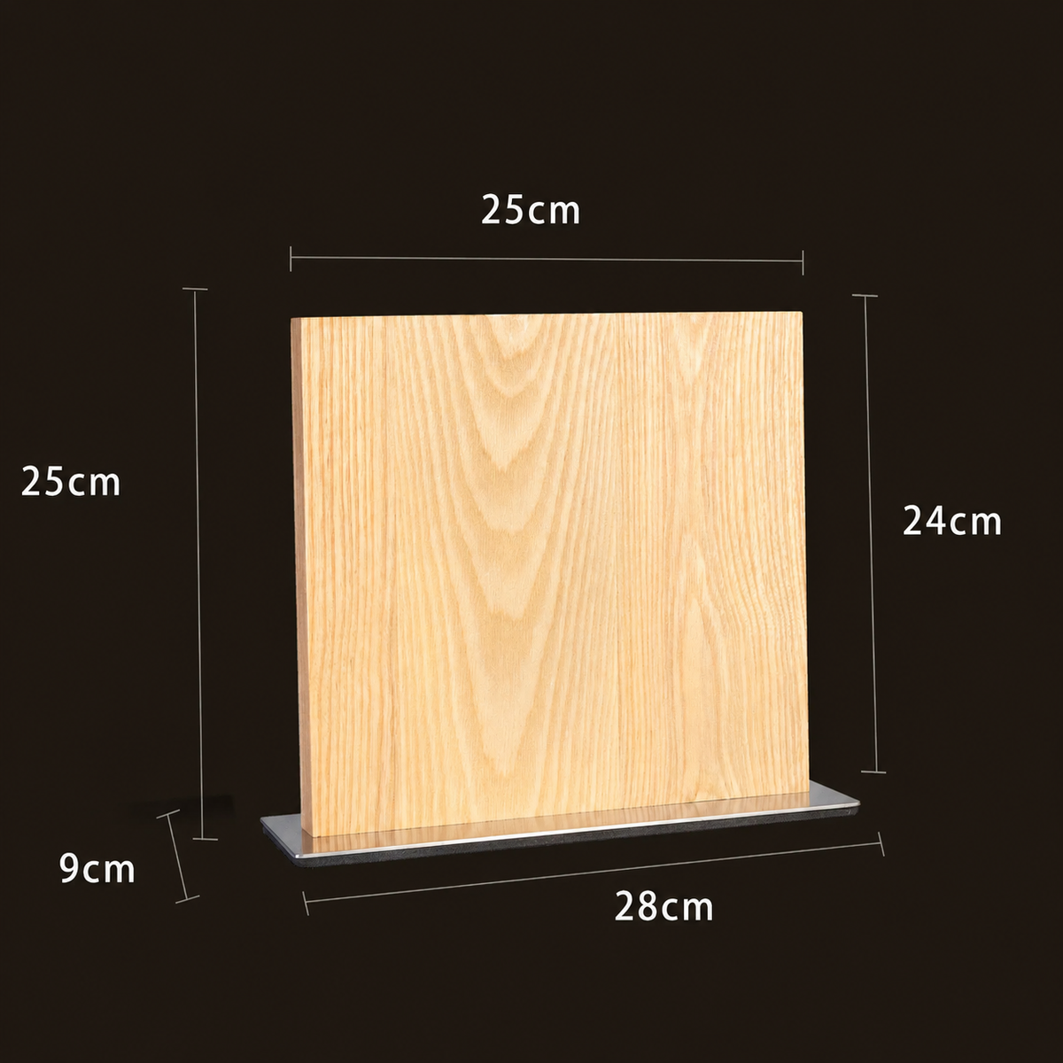 VEYUNA Magnetic Knife Block - Ash Wood, Metal Base, Food Prep Storage