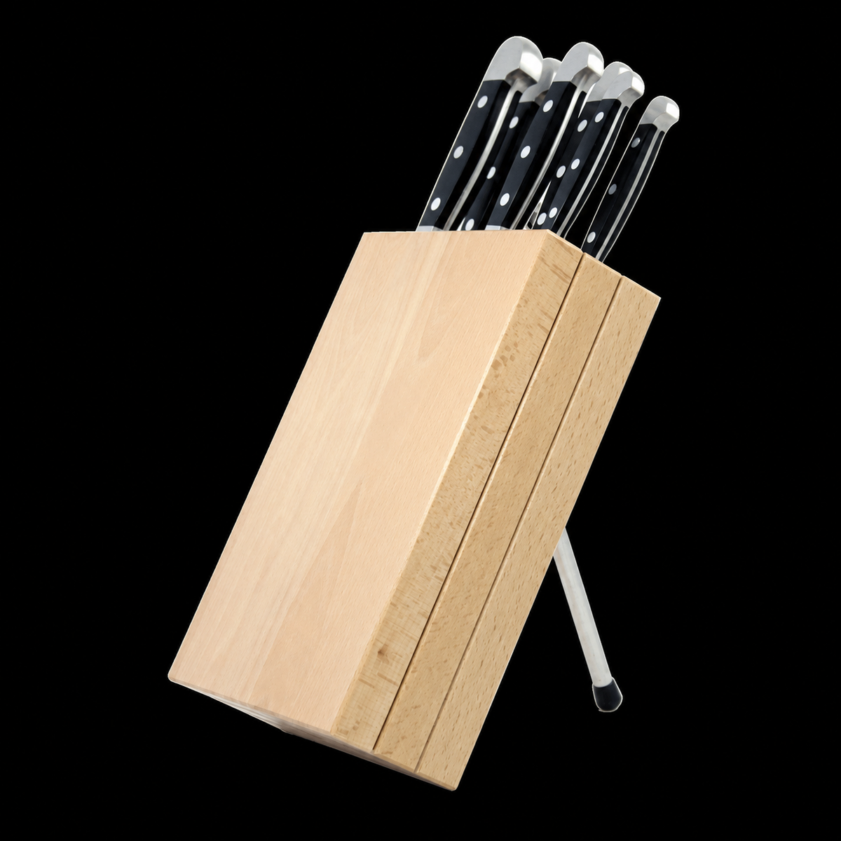 VEYUNA Knife Block - Beech Wood Storage Stand for Food Prep Knives