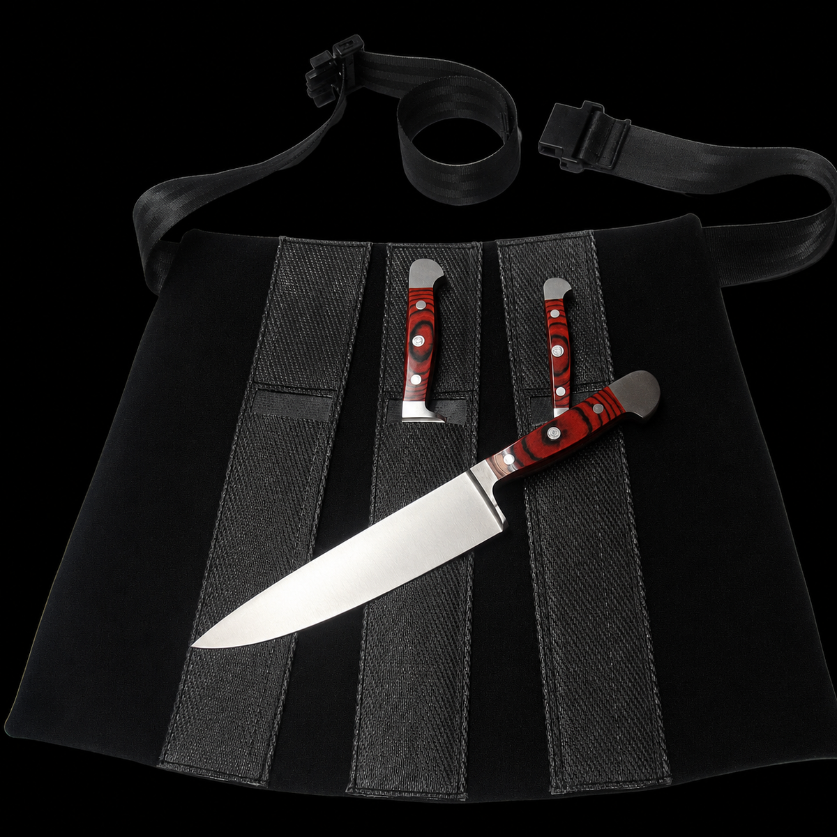 VEYUNA Knife Apron - 3-Slot Cooking Knife Holder for Food Prep & Storage