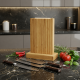 VEYUNA Magnetic Bamboo Knife Block - Mini Countertop Storage for Food Prep Knives