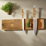 VEYUNA Magnetic Knife Strip - Oak Wood, Holds 7 Knives, Food Prep Storage