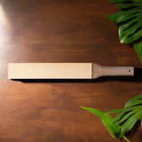 VEYUNA Knife Strop - Smoked Oak Handle, Leather Honing Tool for Food Prep